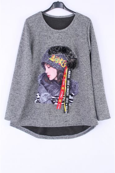 PULL FEMME 0385 GRIS