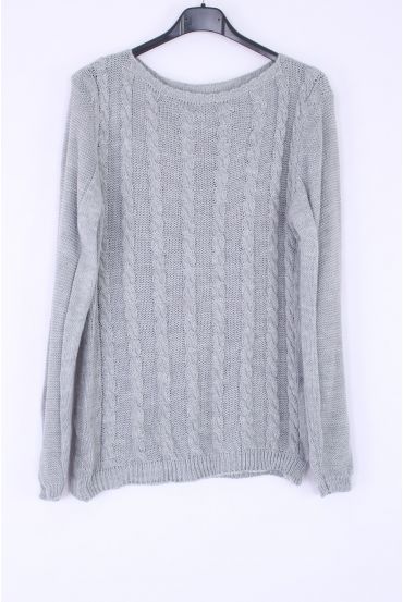 KNIT PULLOVER TWIST 0378 GREY