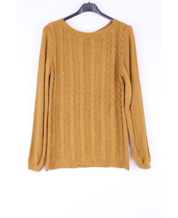 KNIT PULLOVER TWIST 0378 MUSTARD