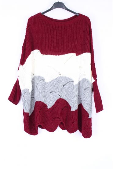 KNIT PULLOVER HABS AJOURE 0379 BORDEAUX