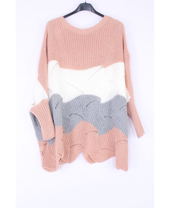 KNIT PULLOVER HABS AJOURE 0379 PINK