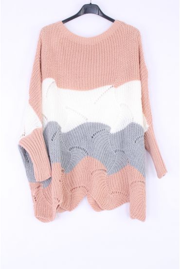 KNIT PULLOVER HABS AJOURE 0379 PINK