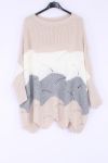 SWETER SIATKA TRICOLOR AJOURE 0379 BEŻOWY
