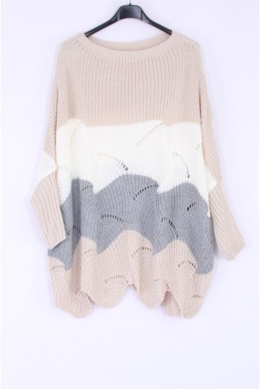 KNIT PULLOVER HABS AJOURE 0379 BEIGE