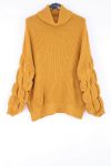 SWETER Z GOLFEM-RZUCA SIATKI 0327 CAMEL