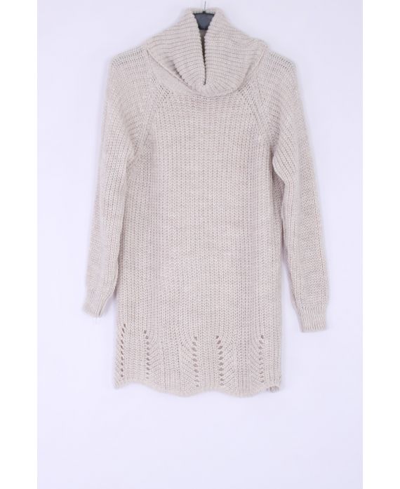 PULL COL ROULE LUREX AJOURE 0391 BEIGE