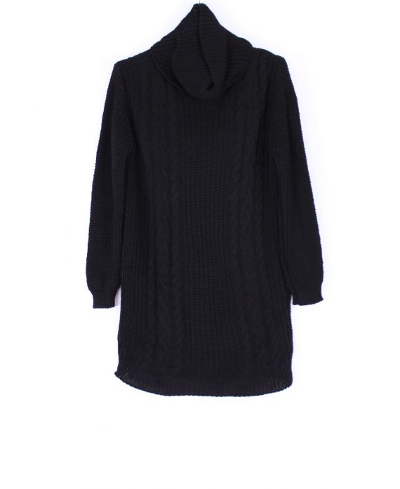 PULL COL ROULE LONG 0390 NOIR