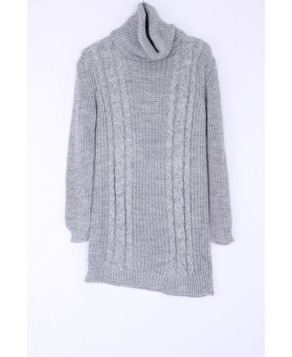 PULL COL ROULE LONG 0390 GRIS