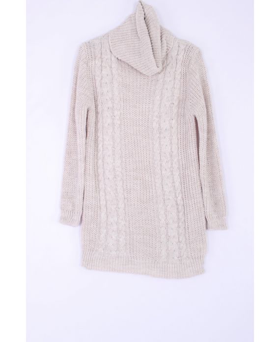 PULL COL ROULE LONG 0390 BEIGE