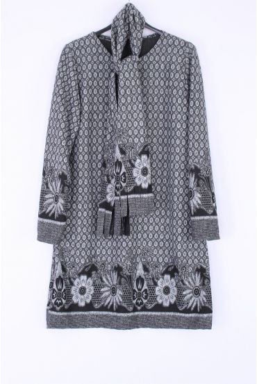 DRESS + SCARF 0382 GREY