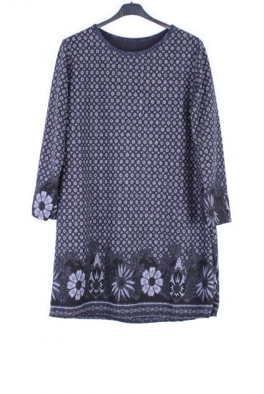 LARGE SIZE DRESS PRINTED 0374 NAVY