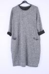 LARGE SIZE DRESS 2 POCKETS 0373 GREY