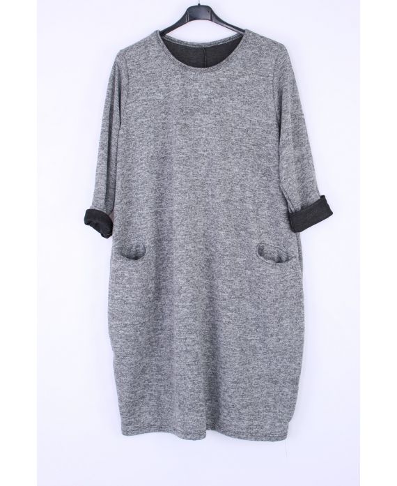 LARGE SIZE DRESS 2 POCKETS 0373 GREY