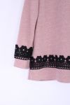 LARGE SIZE SWEATER BASIC LACE 0372 PINK