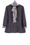 LARGE SIZE SWEATER + SCARF 0370 BLACK