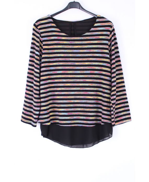 LARGE SIZE SWEATER STRIPED COLORS 0369 BLACK