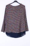 LARGE SIZE SWEATER STRIPED COLORS 0369 NAVY