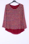 LARGE SIZE SWEATER STRIPED COLORS 0369 BORDEAUX