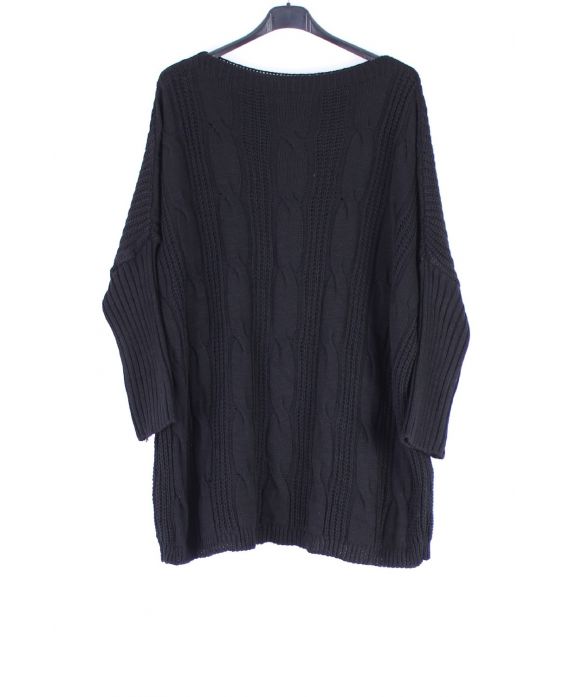 LARGE SIZE PULLOVER TWIST 0326 BLACK