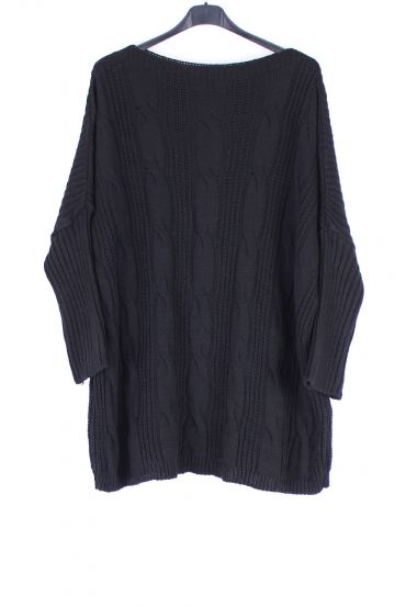 GRANDE TAILLE PULLOVER TORSADE 0326 NOIR