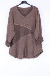 LARGE SIZE SWEATER V ARGENTE 0316 TAUPE
