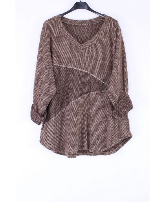 LARGE SIZE SWEATER V ARGENTE 0316 TAUPE