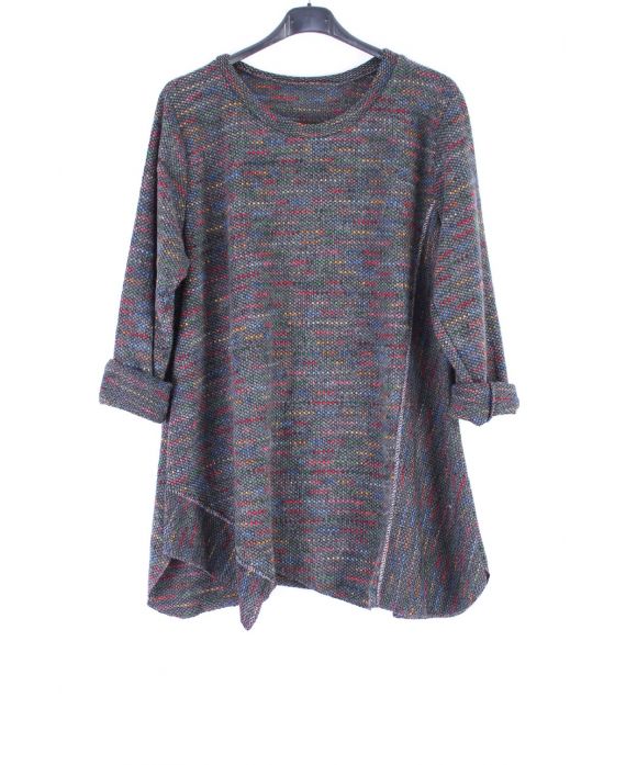 GRANDE TAILLE PULL FIL COLORE 0319 GRIS