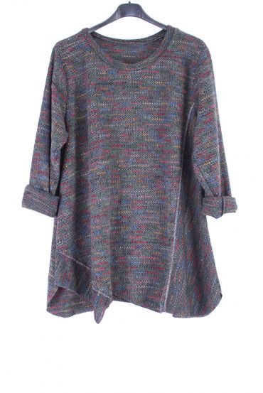 GRANDE TAILLE PULL FIL COLORE 0319 GRIS