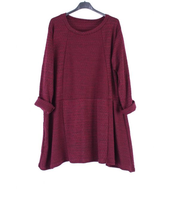 GRANDE TAILLE PULL TUNIQUE 0321 BORDEAUX