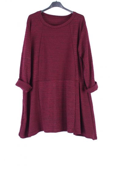 GRANDE TAILLE PULL TUNIQUE 0321 BORDEAUX