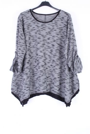 GRANDE TAILLE PULL TUNIQUE 0322 GRIS