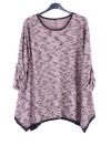 GRANDE TAILLE PULL TUNIQUE 0322 ROSE