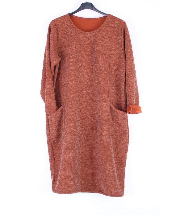 LARGE SIZE TUNIC DRESS POCKET 0317 CAMEL