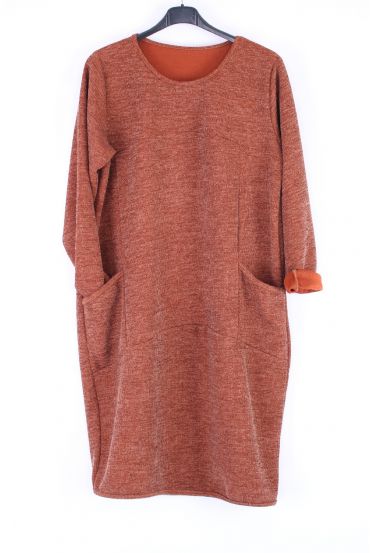 LARGE SIZE TUNIC DRESS POCKET 0317 CAMEL