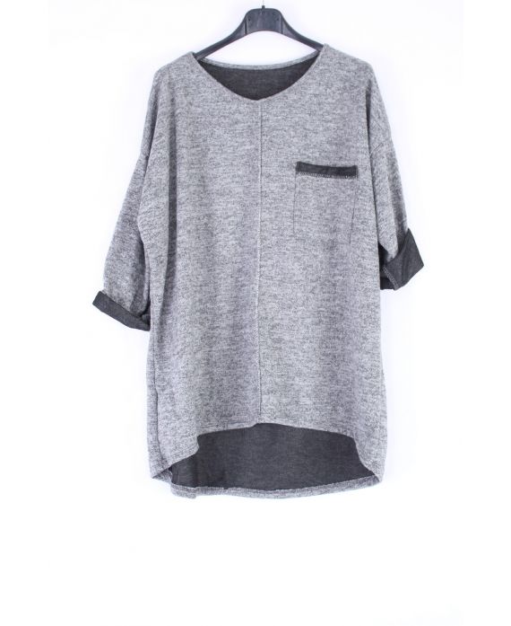 GRANDE TAILLE PULL ARGENTE 0315 GRIS