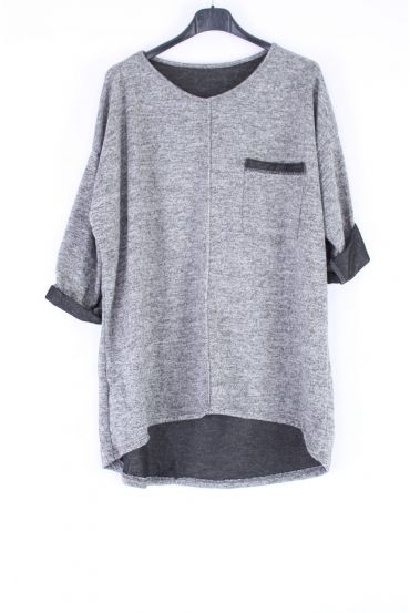 GRANDE TAILLE PULL ARGENTE 0315 GRIS