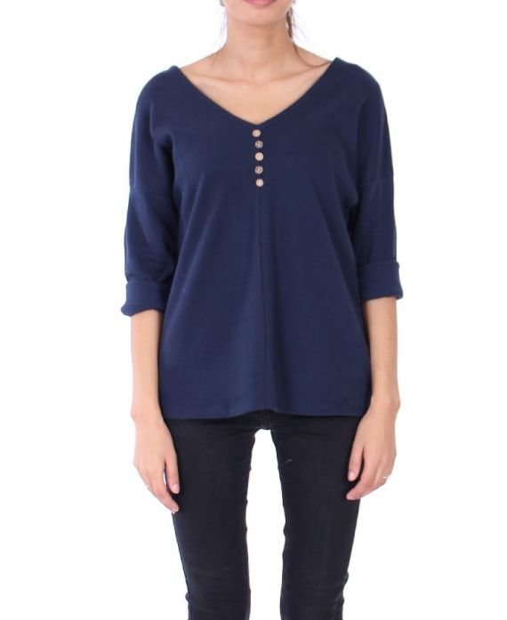 COLLO A V MAGLIONE HA PULSANTI 0308 NAVY