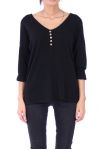 V NECK SWEATER HAS BUTTONS 0308 BLACK