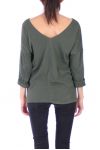 V NECK SWEATER HAS BUTTONS 0308 KHAKI