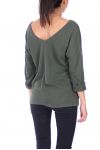 V NECK SWEATER HAS BUTTONS 0308 KHAKI