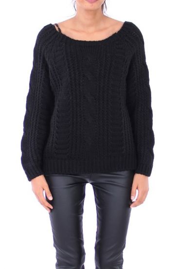 PULLOVER GRANDE DE MALLA 0149 NEGRO