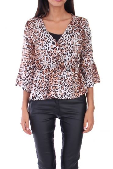 BLOUSE LEOPARD 0132 BEIGE