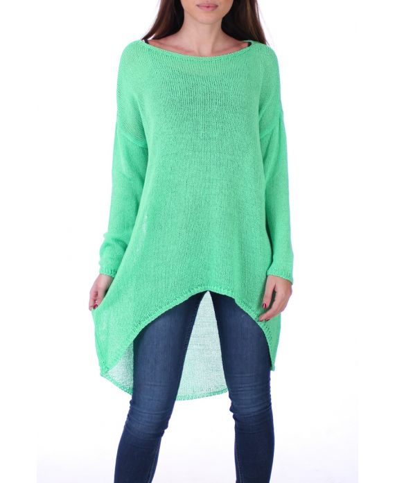 PULL TUNIQUE MAILLE FINE 0500 VERT FLUO