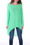 PULL TUNIQUE MAILLE FINE 0500 VERT FLUO