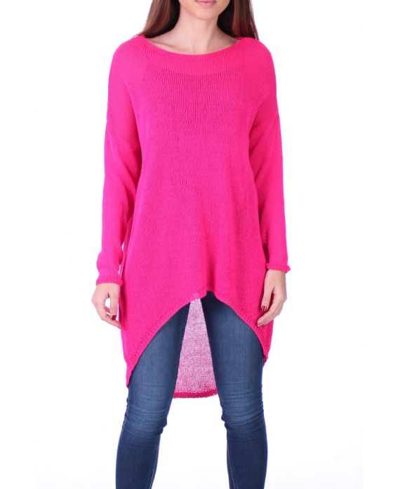 PULL TUNIQUE MAILLE FINE 0500 ROSE FLUO