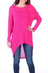 PULL TUNIQUE MAILLE FINE 0500 ROSE FLUO