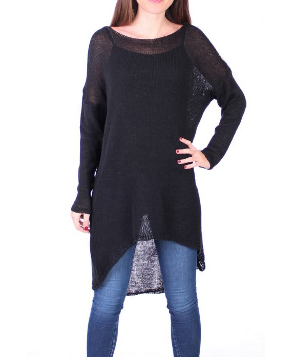 PULL TUNIQUE MAILLE FINE 0500 NOIR