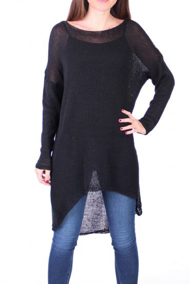 PULL TUNIQUE MAILLE FINE 0500 NOIR