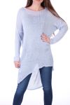 PULL TUNIQUE MAILLE FINE 0500 BLEU CIEL