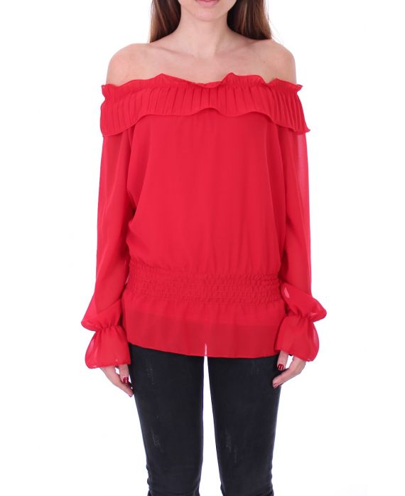 BLUSA DE HOMBROS DENUDEES 0503 ROJO